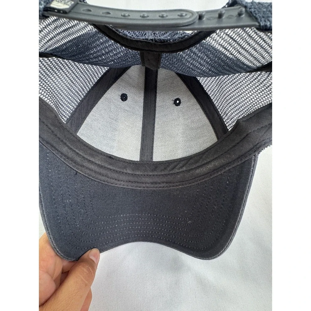 The North Face Trucker Hat Charcoal Grey Orange Logo Snapback Mesh Cap
